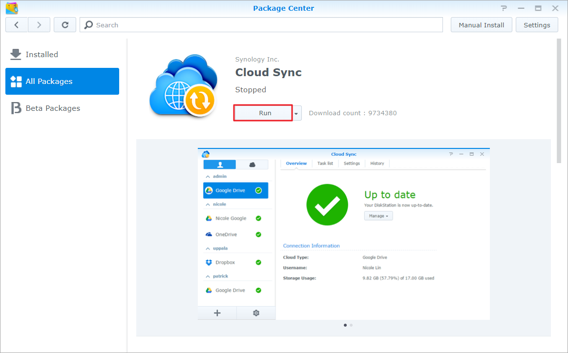 download cloud drive sync synology