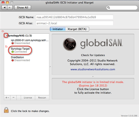globalsan iscsi portal was not found at the address