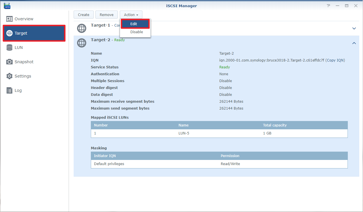 Synology iscsi настройка windows