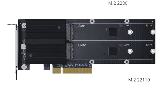 Zrychlení náhodného vstupu/výstupu pomocí duálních slotů M.2 2280/22110 NVMe SSD.